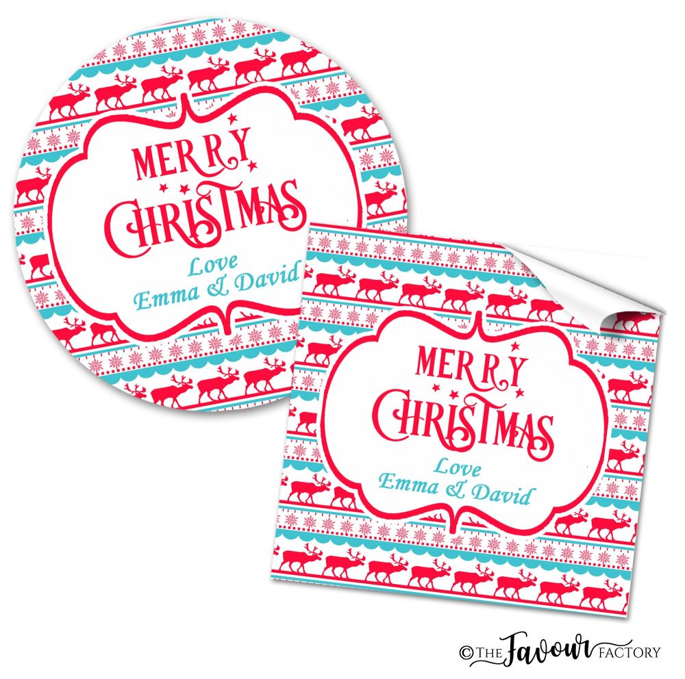 Christmas Stickers Reindeer Pattern