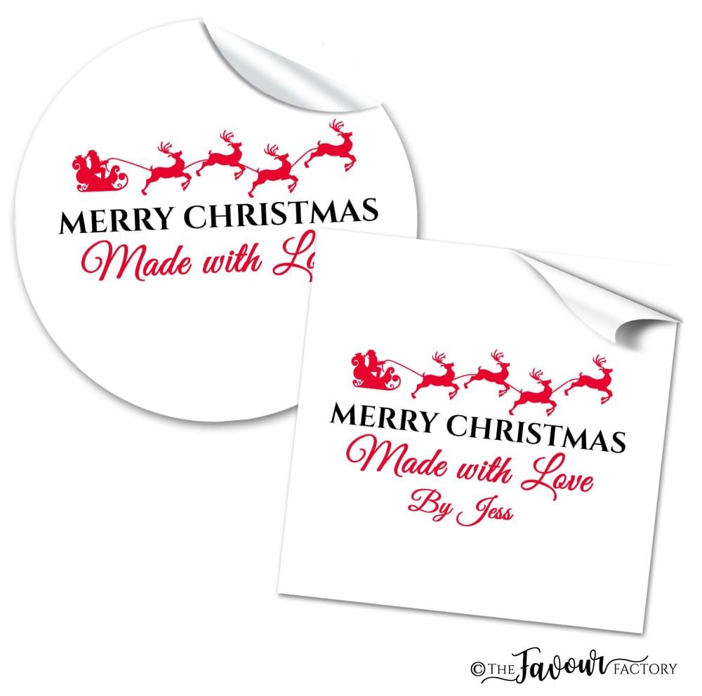 Christmas Stickers Flying Santas Sleigh