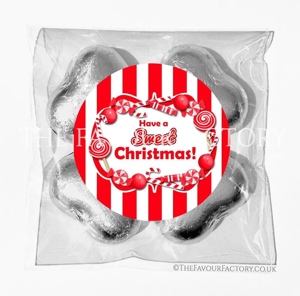 Personalised Christmas Chocolates Bags Sweets Stripes