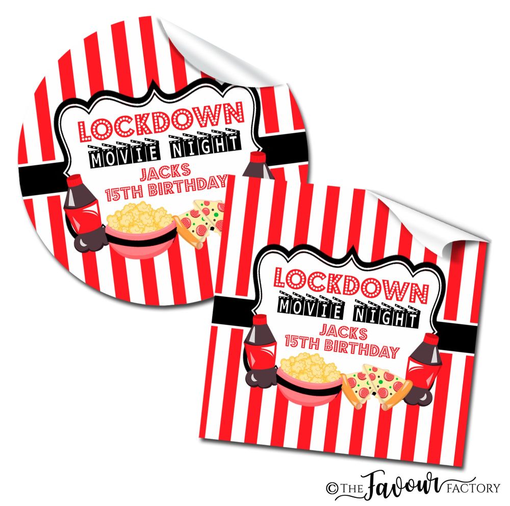 Lockdown Movie Night Personalised Birthday Stickers