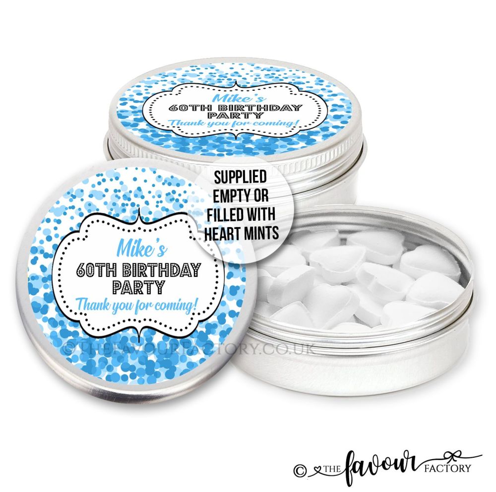 Adult Birthday Favours Tins Blue Confetti x1