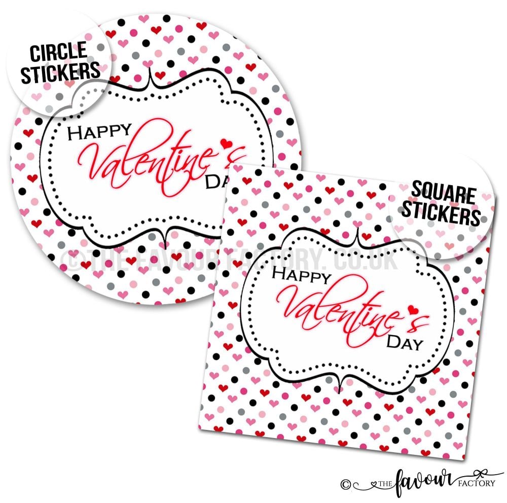 Valentine's Day Stickers Polka Dot Hearts