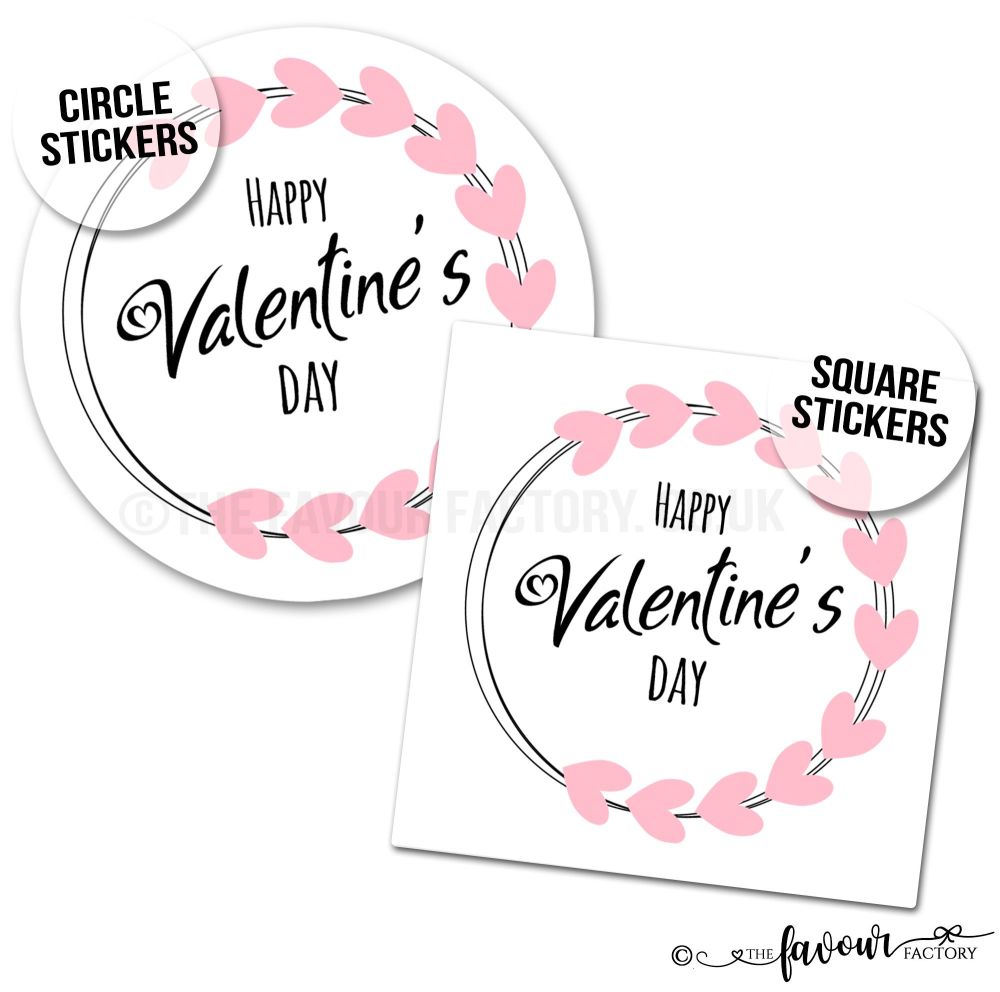 Valentine's Day Stickers Modern Heart Laurel Wreath