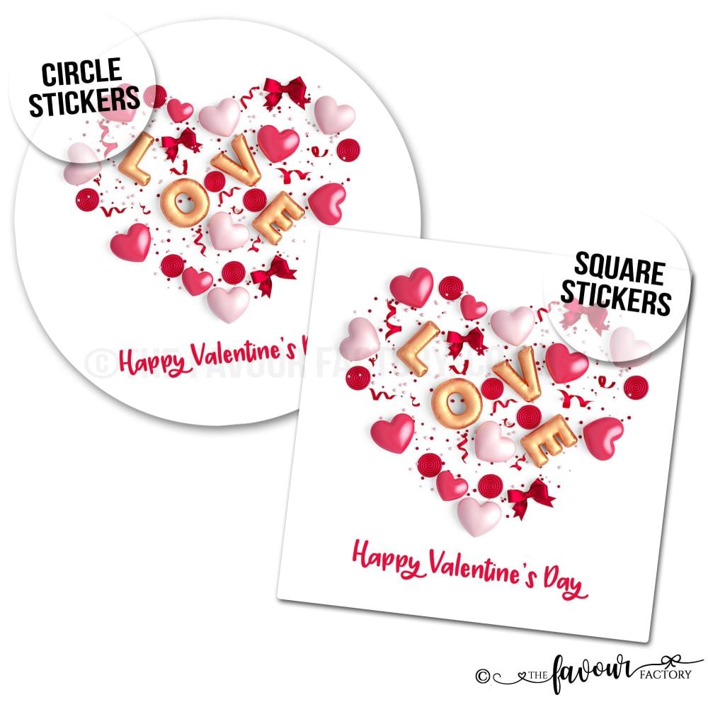 Valentine's Day Stickers Love Balloons