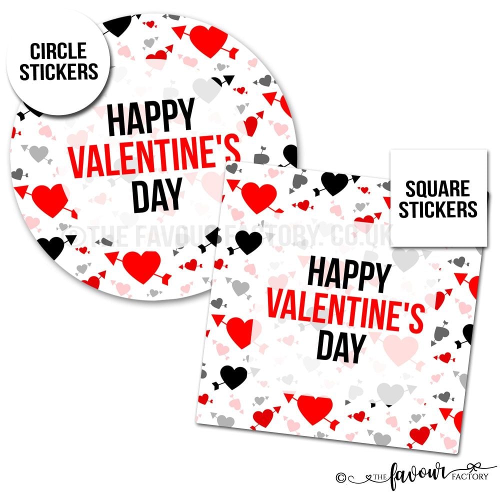 Valentine's Day Stickers Arrow Through Heart