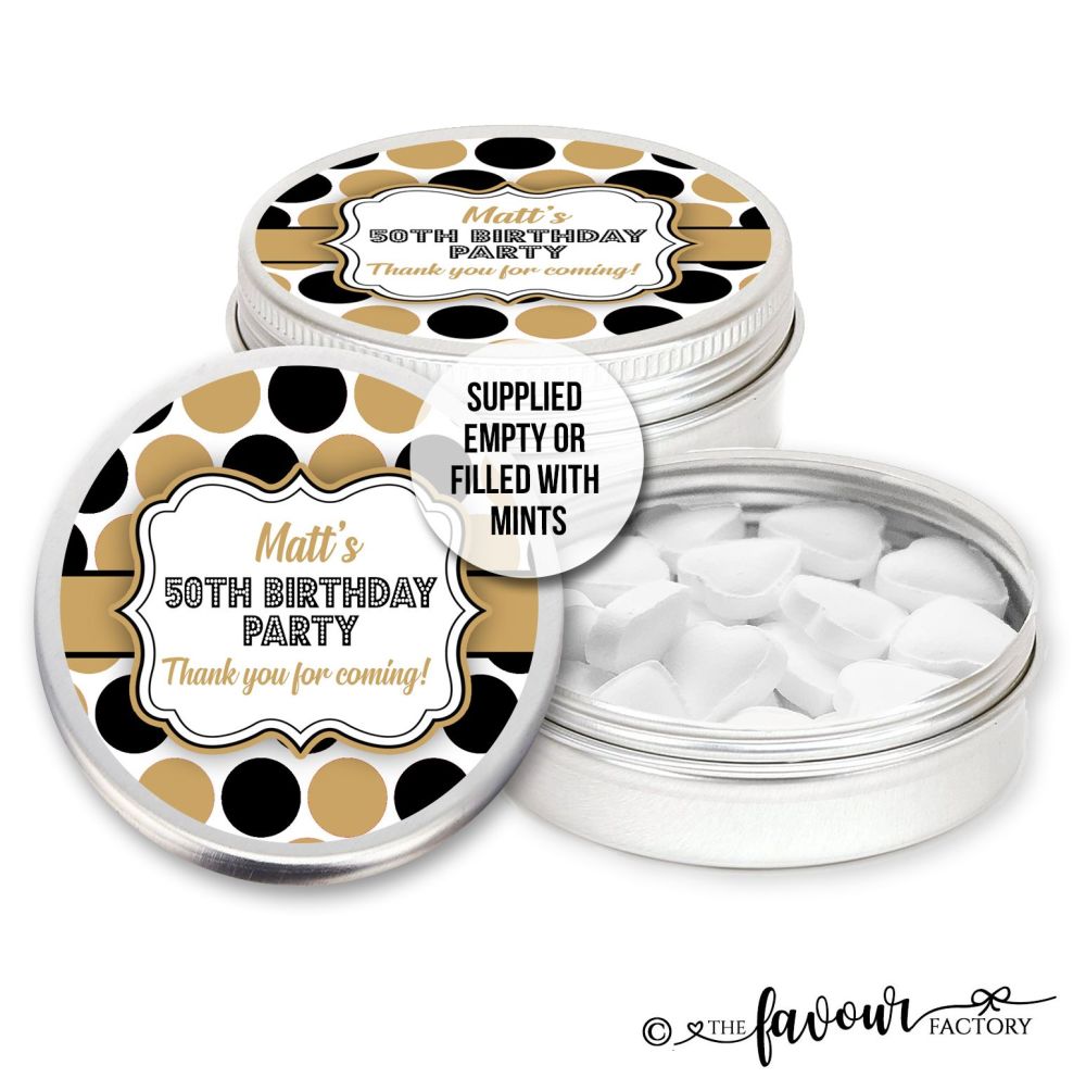 Adult Birthday Favours Tins Large Polka Dots x1