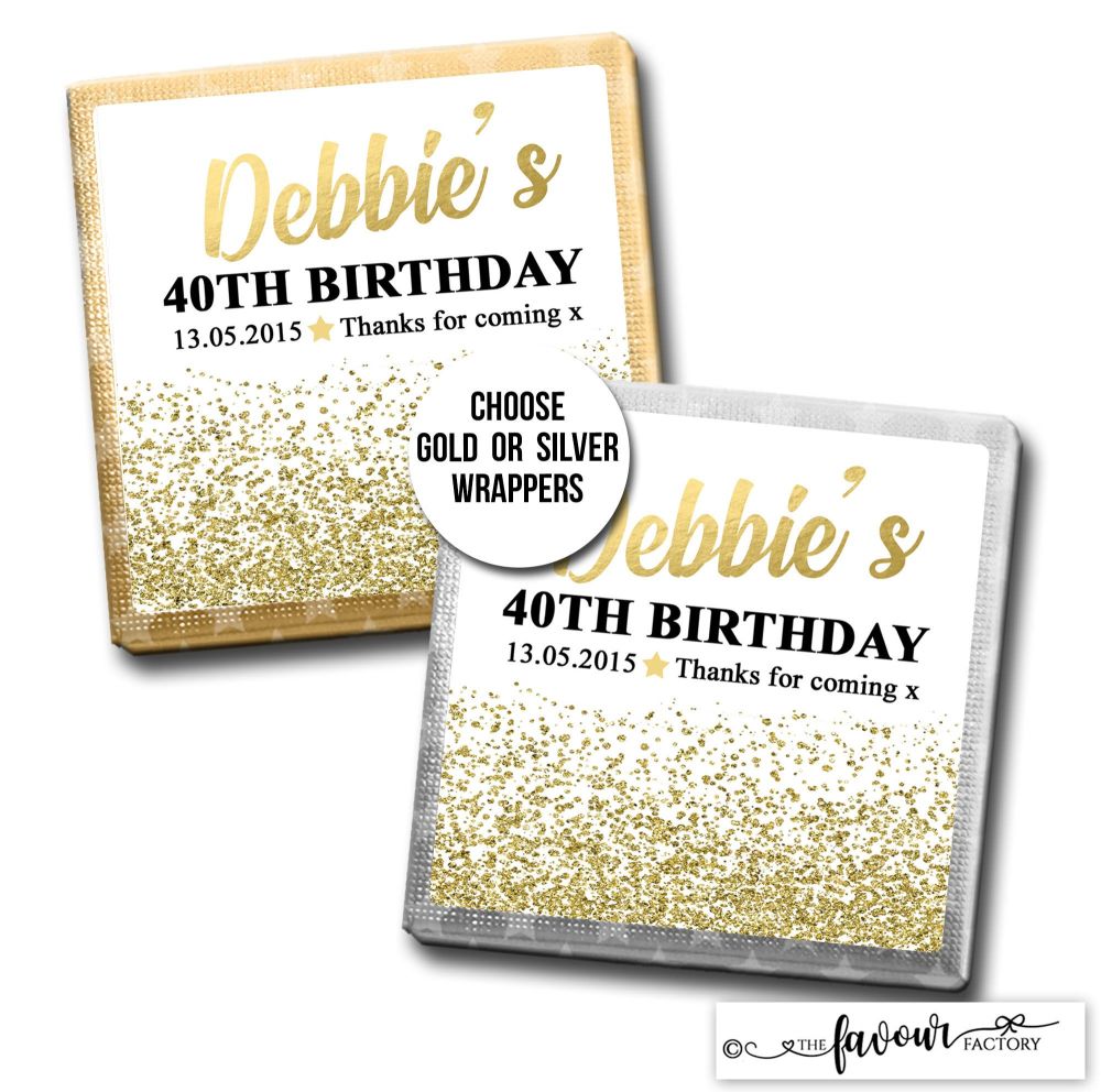 Birthday Chocolates Gold Glitter Confetti x10