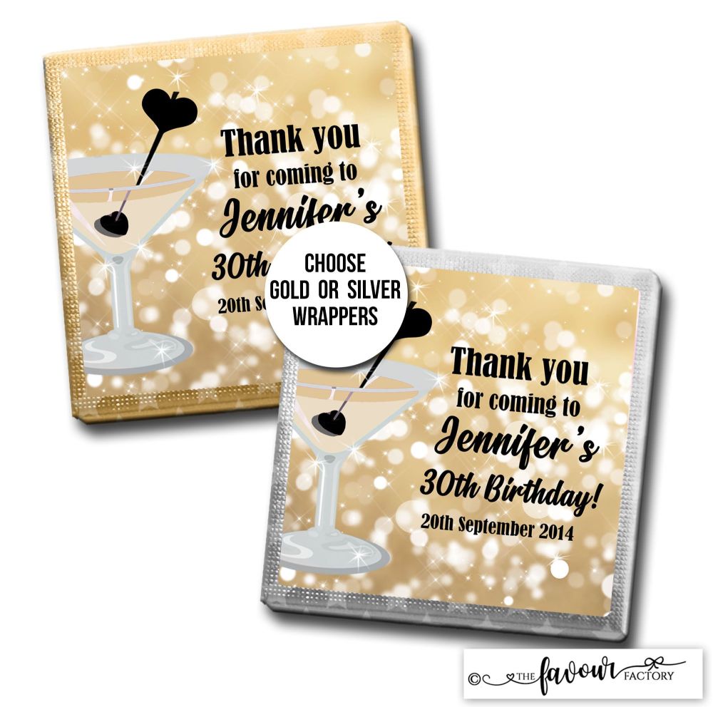Birthday Favours Chocolates Gold Cocktail Sparkles x10