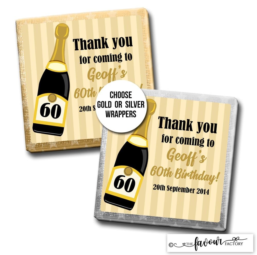 Birthday Chocolates Gold Champagne Stripes x10
