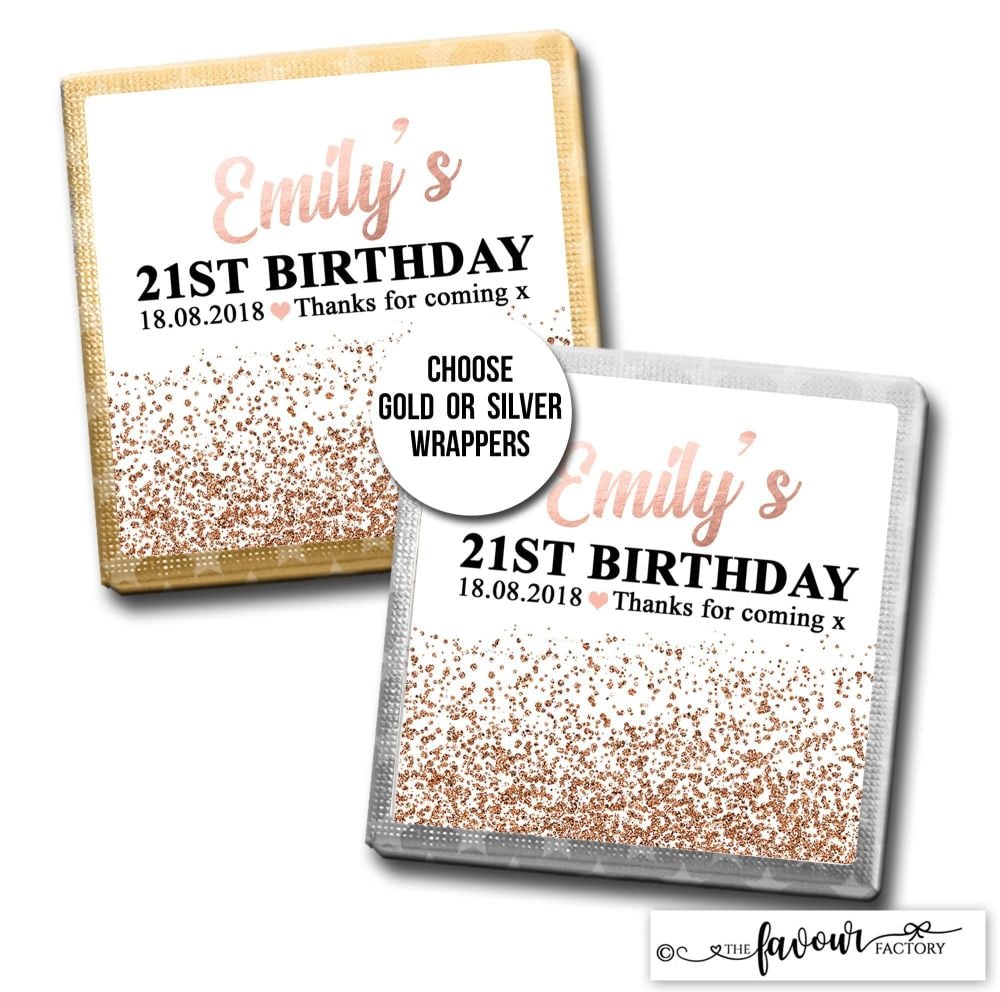 Birthday Chocolates Rose Gold Glitter Confetti x10