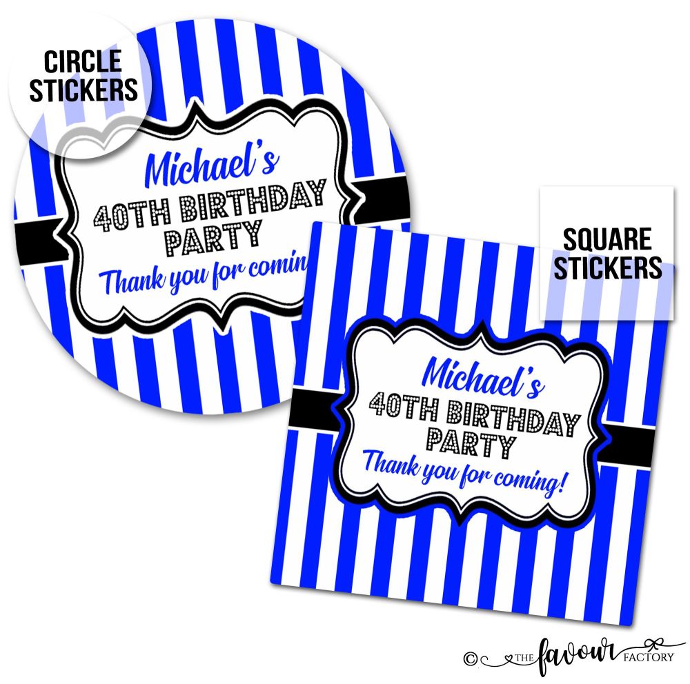 Birthday Stickers Blue Stripes