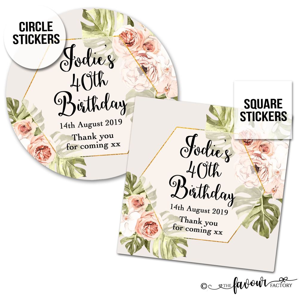 Birthday Stickers Boho Floral Frame