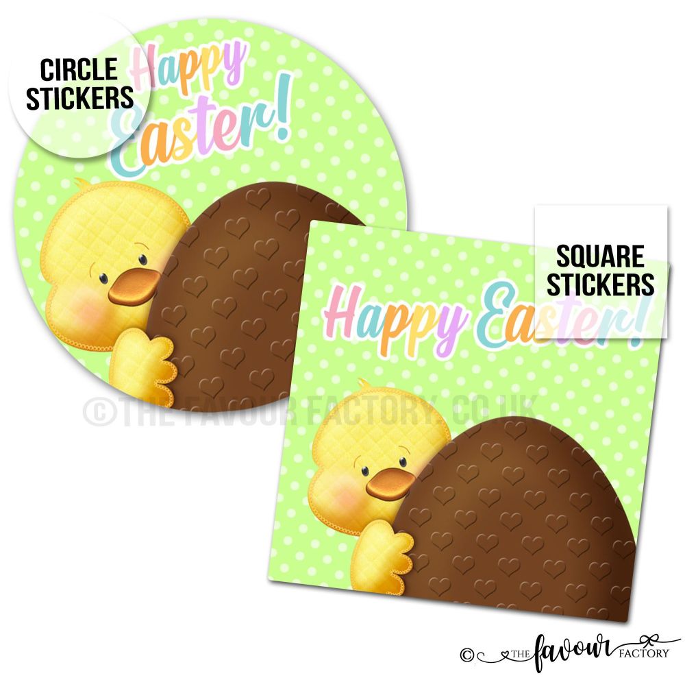 Happy Easter Chick With Big Egg.