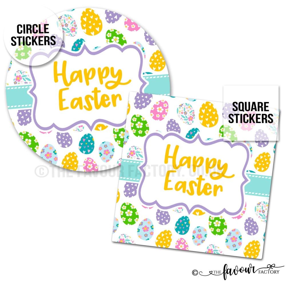 Happy Easter Floral Eggs Stickers