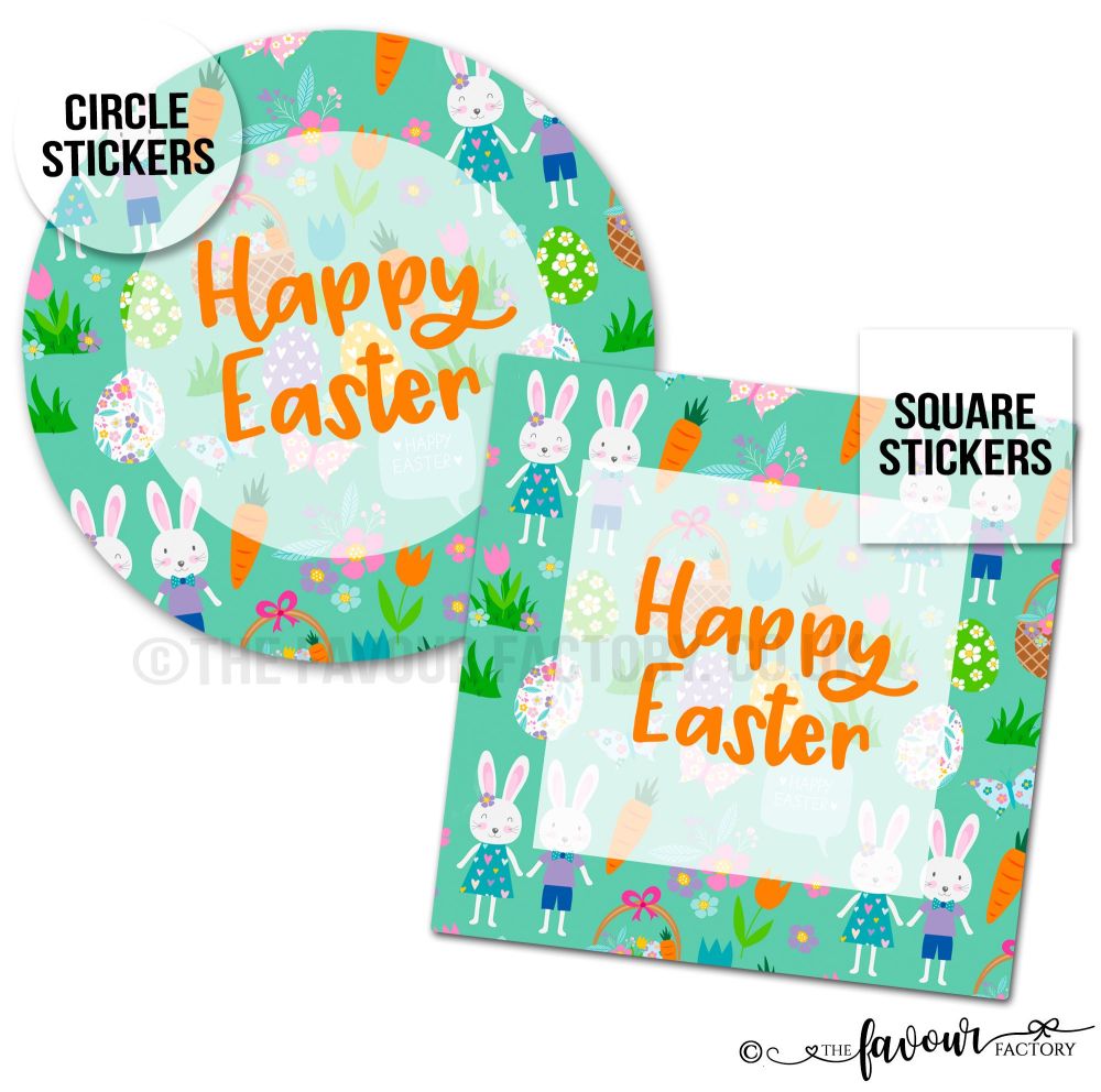 Happy Easter Floral Eggs Stickers