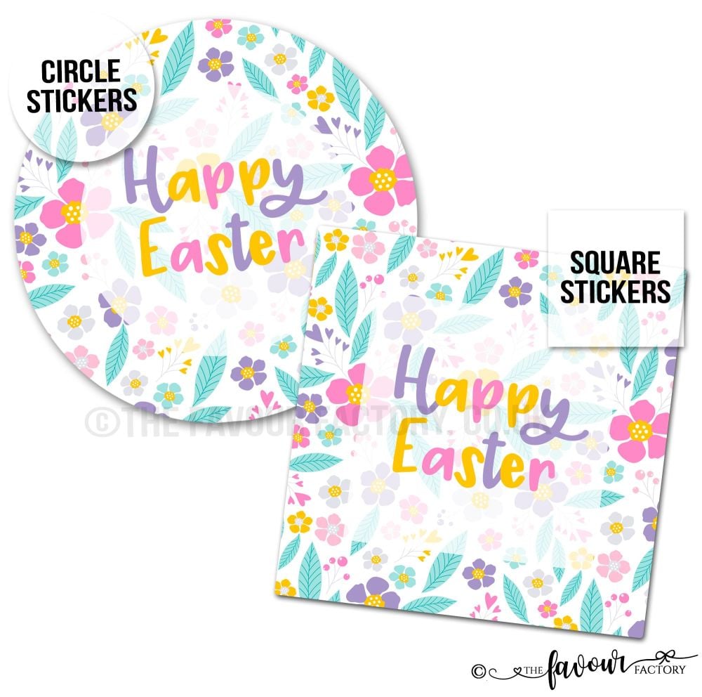 Happy Easter Stickers Florals.