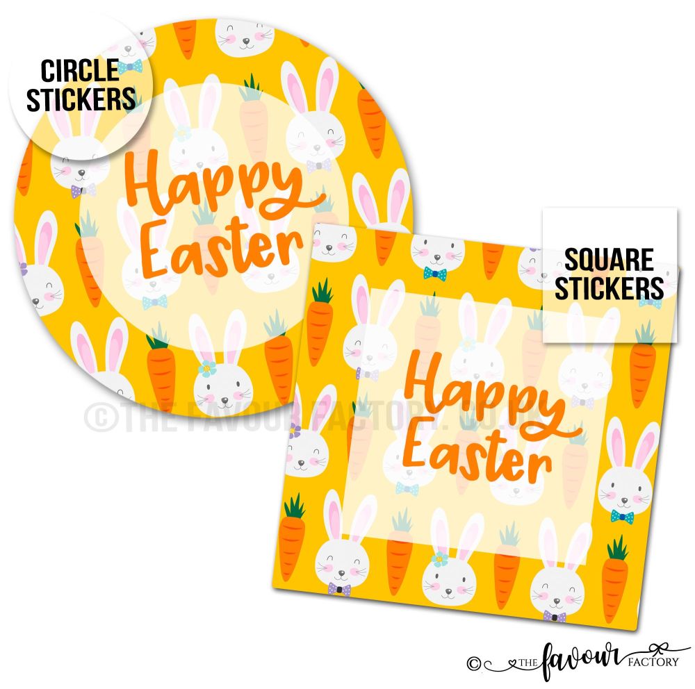 Happy Easter Stickers Bunnies And Carrots