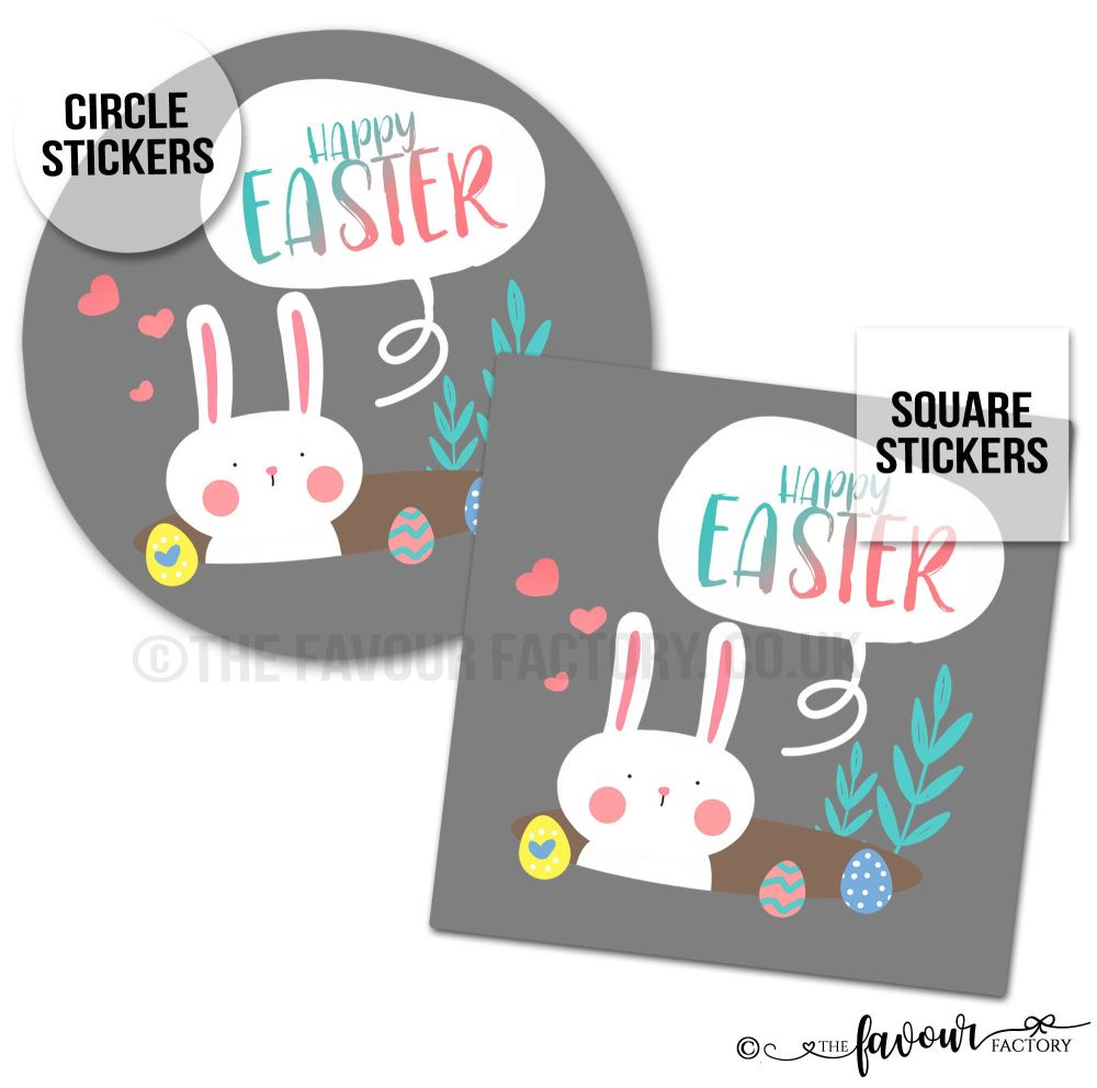 Happy Easter Stickers Bunny In Hole