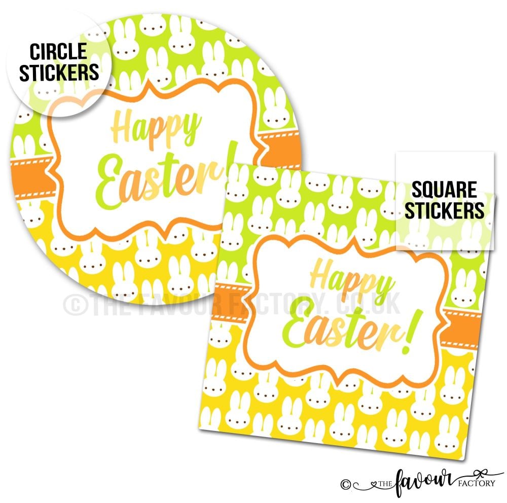 Happy Easter Lots of Bunnies Stickers