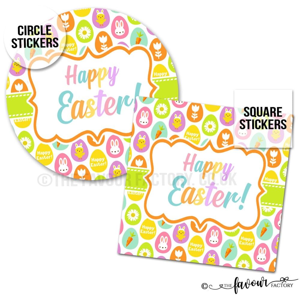 Happy Easter Decorated Eggs Stickers