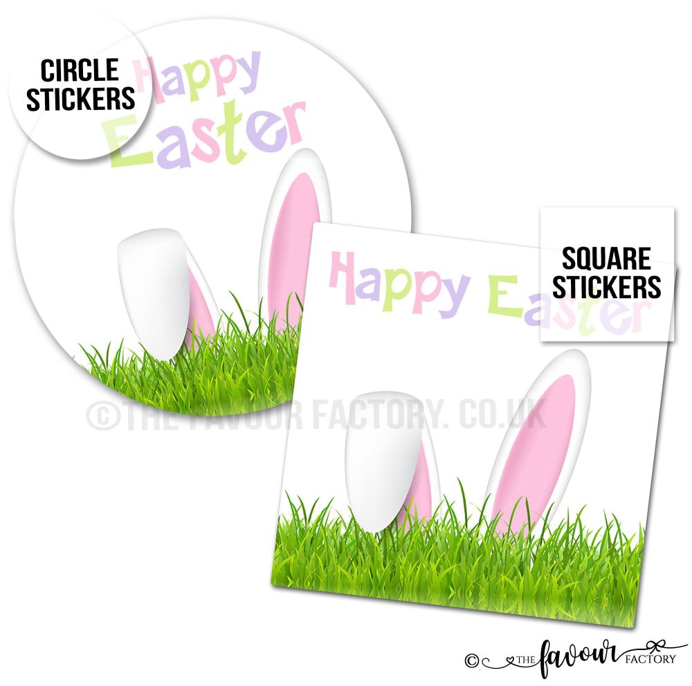 Happy Easter Stickers Bunny In Grass