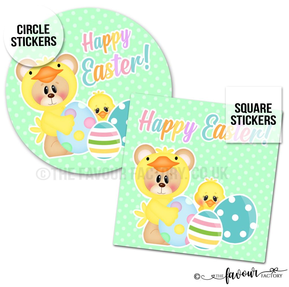 Happy Easter Teddy Chick Stickers