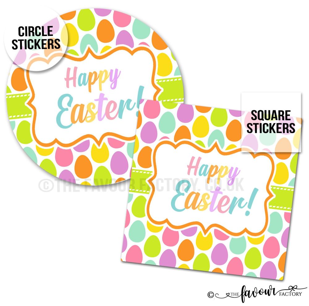 Happy Easter Lots of Eggs Easter Stickers