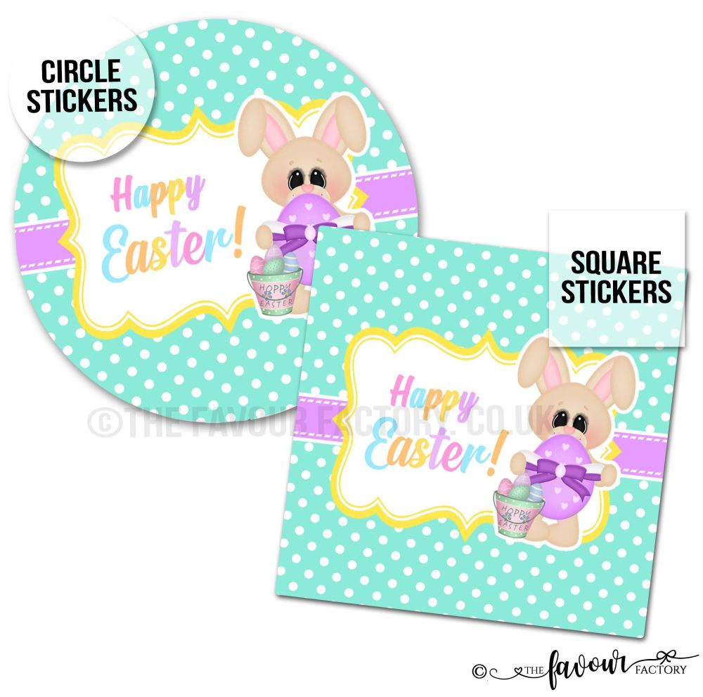 Happy Easter Stickers Bunny with basket