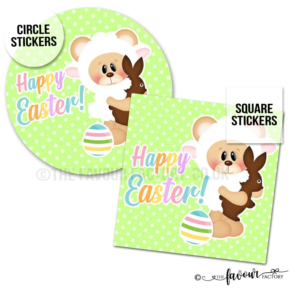 Happy Easter Teddy Lamb with Choc Bunny Stickers