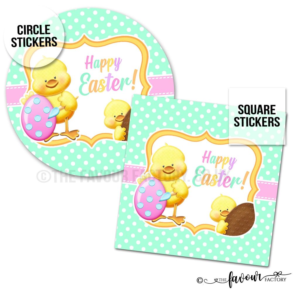 Happy Easter Chick Painting eggs.