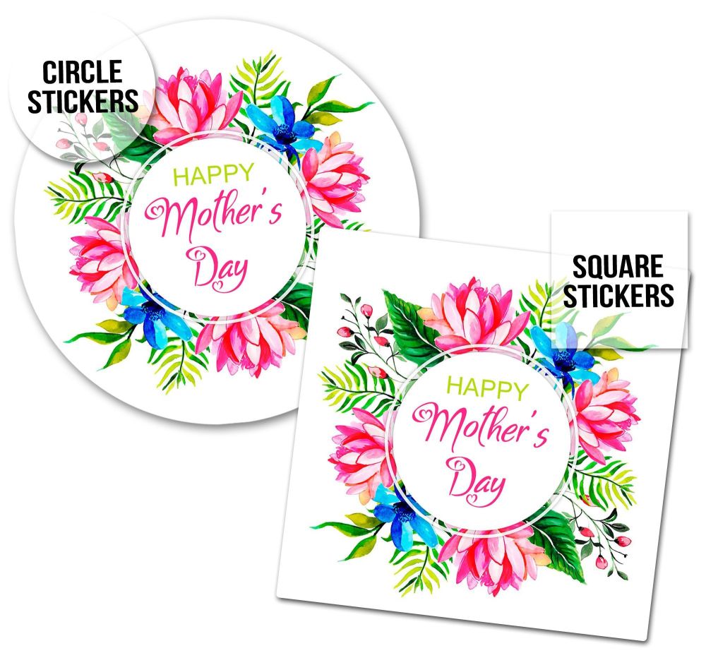 Happy Mother's Day Stickers Bright Flowers