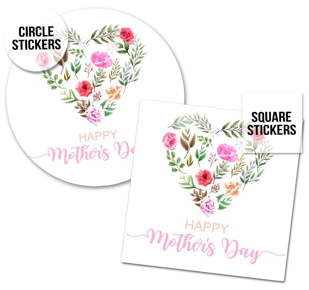 Happy Mother's Day Stickers Floral Heart