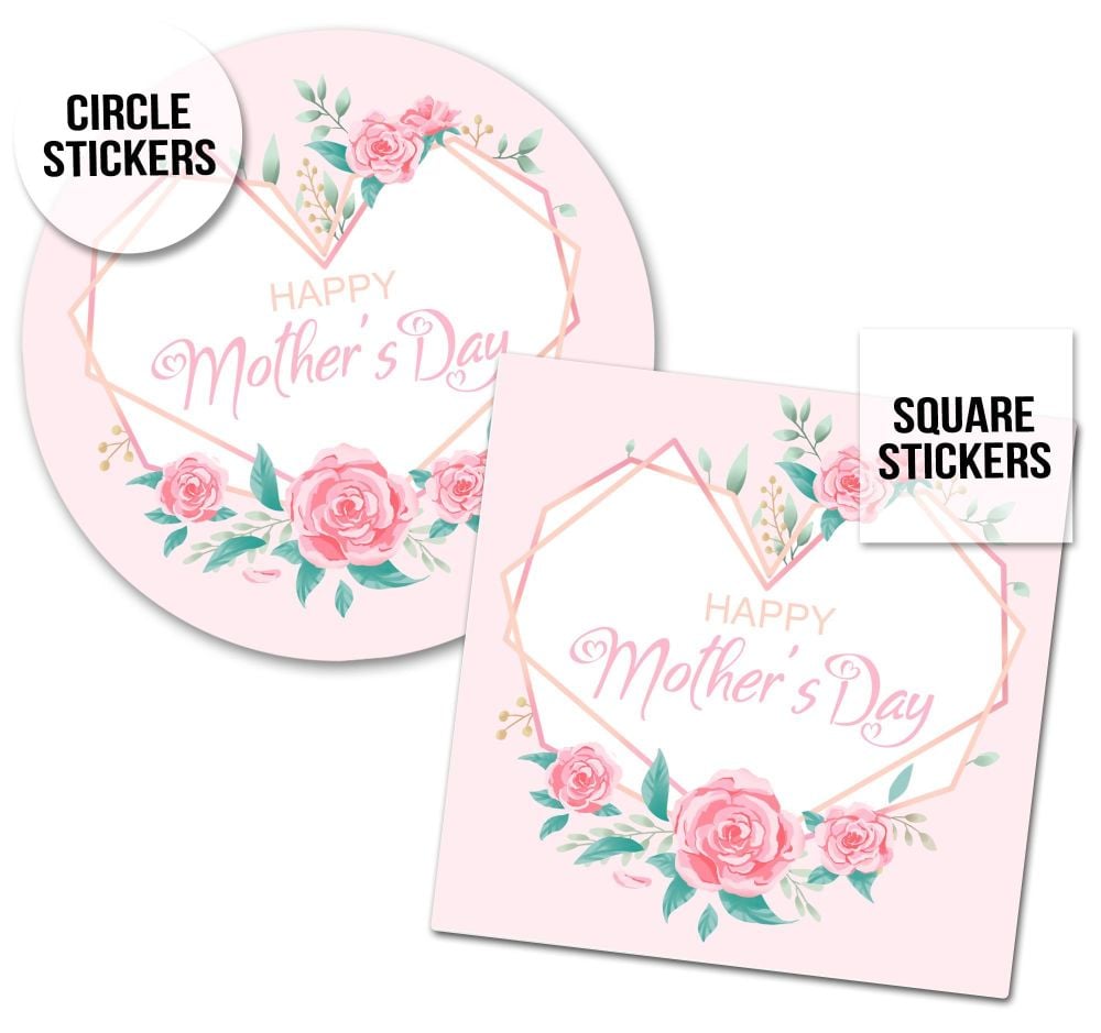Happy Mother's Day Stickers Geo Floral Heart Frame