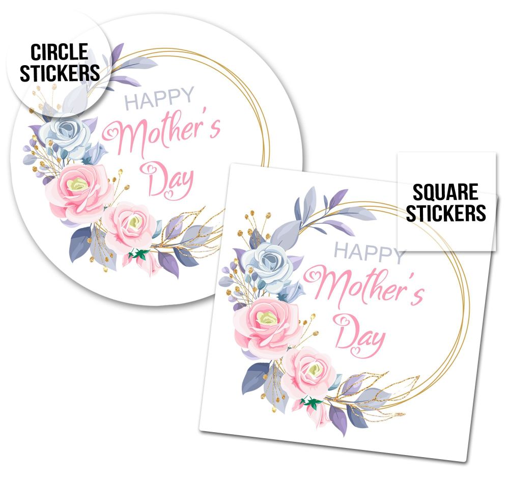 Happy Mother's Day Stickers Gold Glitter Floral Frame