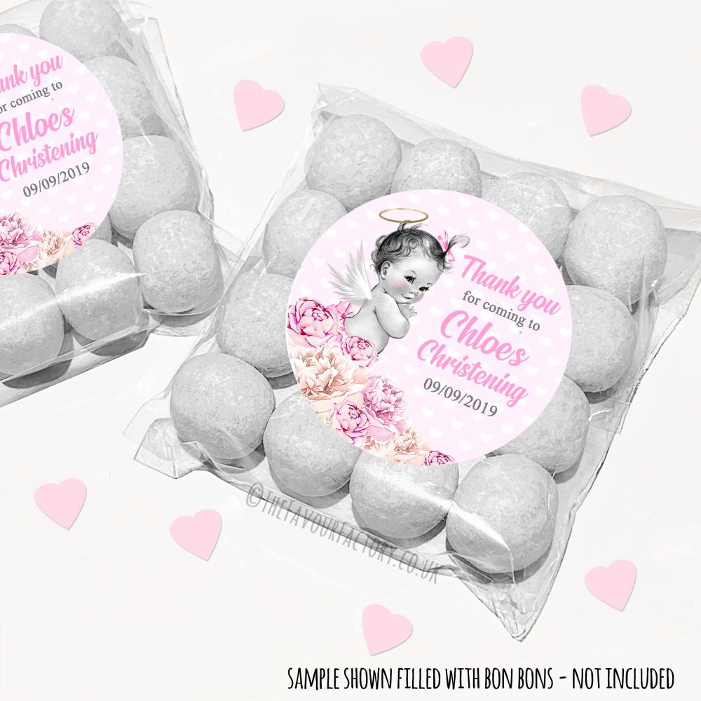 Christening Sweet Bags Kits Personalised Vintage Baby Girl x12