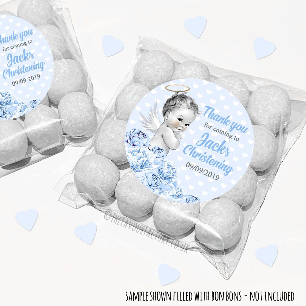 Christening Sweet Bags Kits Personalised Vintage Baby Boy x12