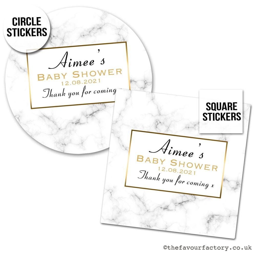 Baby Shower Stickers Floral Marble Print x1 A4 Sheet.