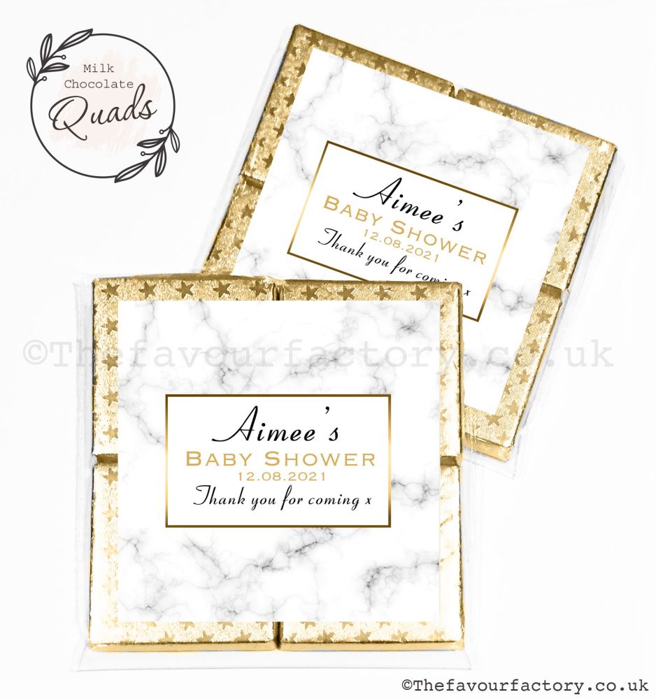 Baby Shower Chocolate Quads Favours Marble x1