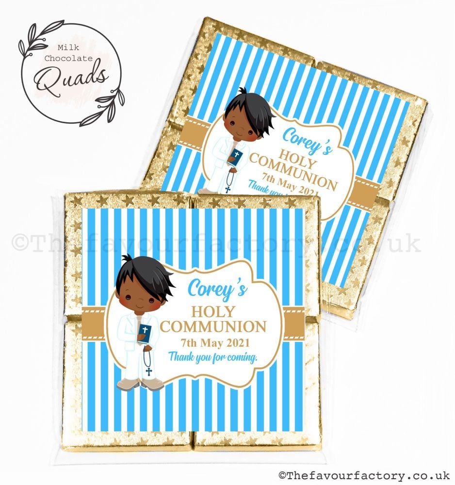Communion Chocolate Quads Favours Black Boy x1