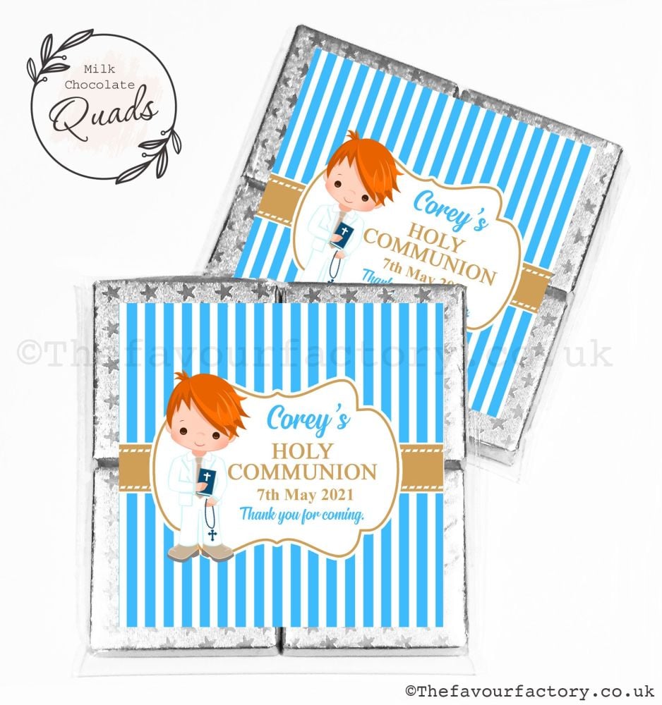 Communion Chocolate Quads Favours Ginger Hair Boy x1