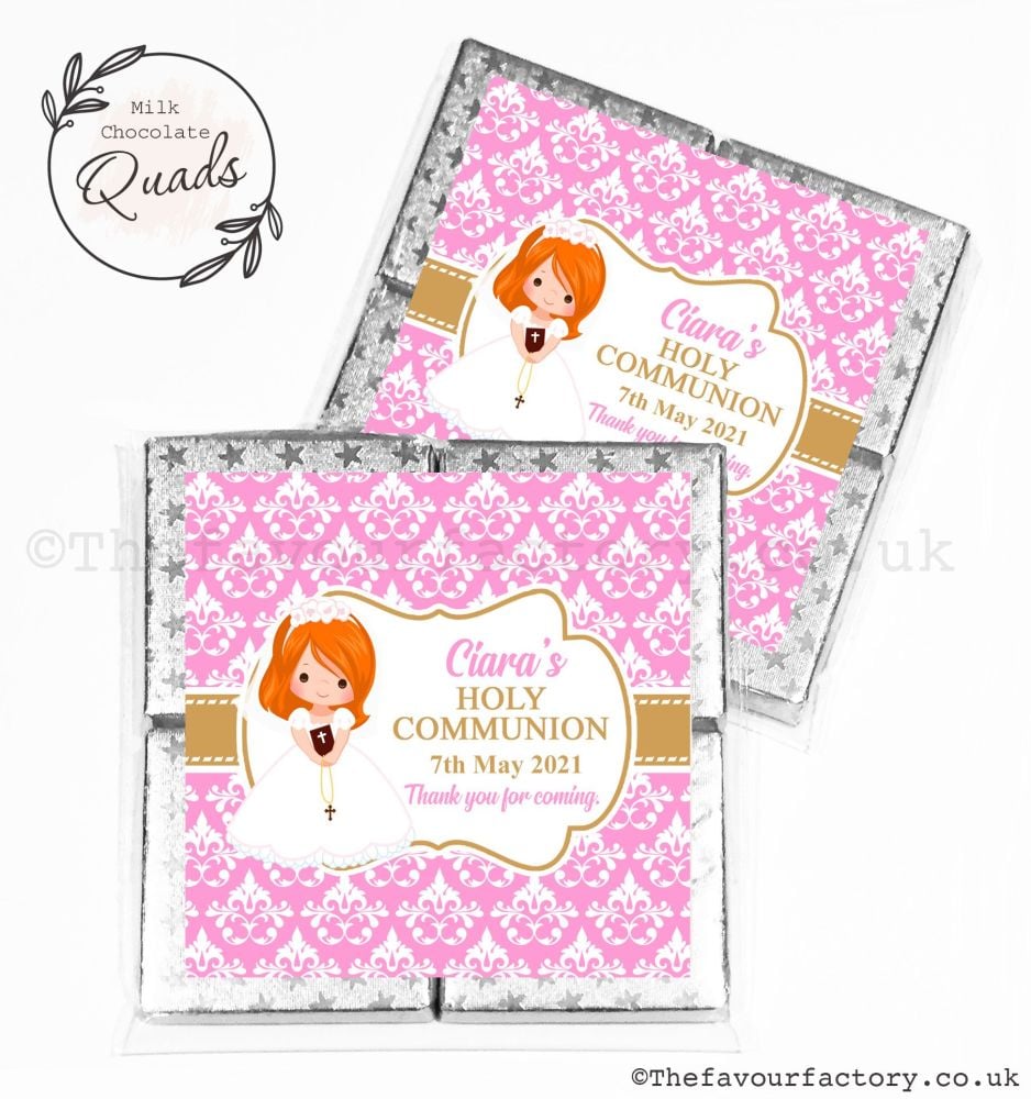 Communion Chocolate Quads Favours Ginger Hair Girl x1