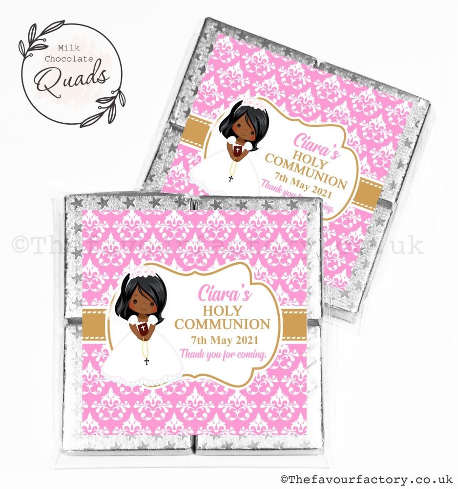 Communion Chocolate Quads Favours Black Girl x1