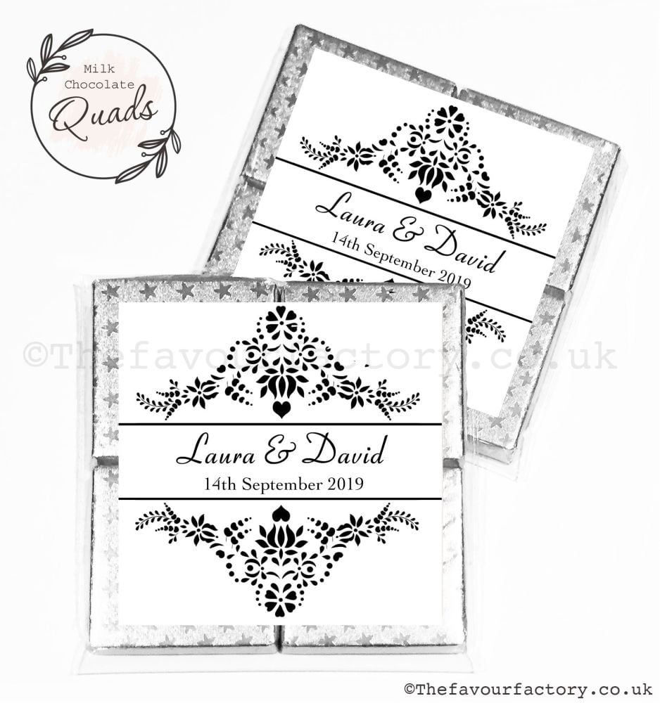 Wedding Favours Chocolate Quads Elegance x1