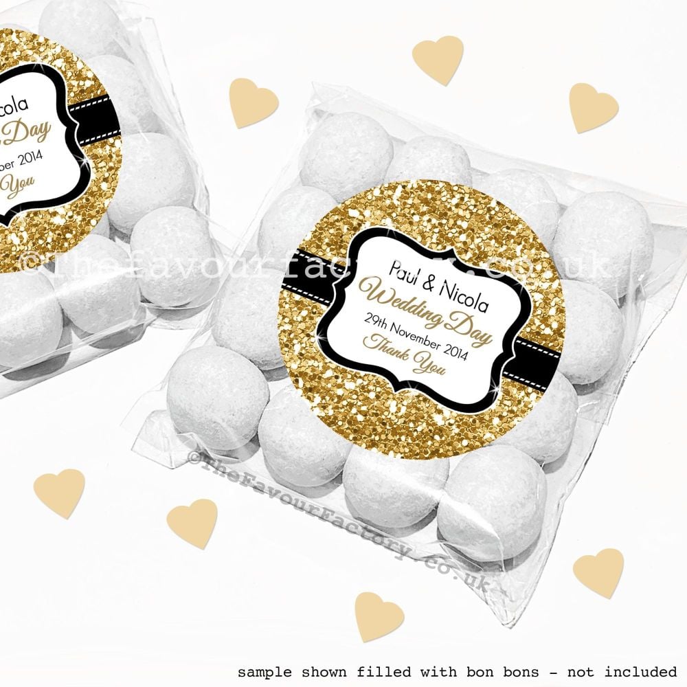 Wedding Sweet Bags Favour Kits Gold Glitter x12