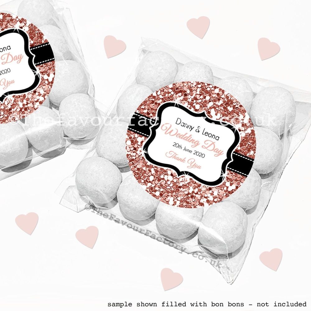 Wedding Sweet Bags Favour Kits Rose Gold Glitter x12