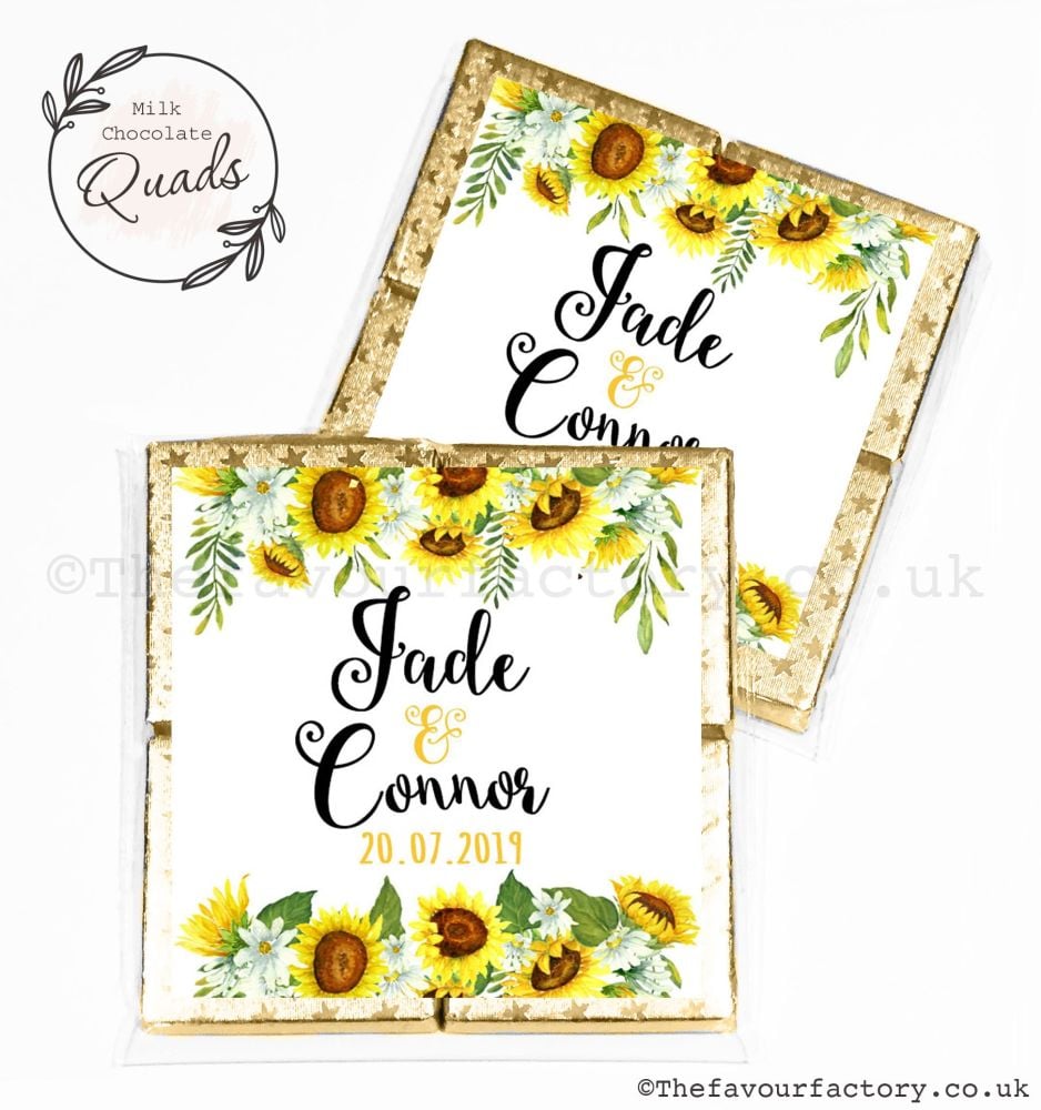 Wedding Favours Chocolate Quads Sunflowers Drop x1