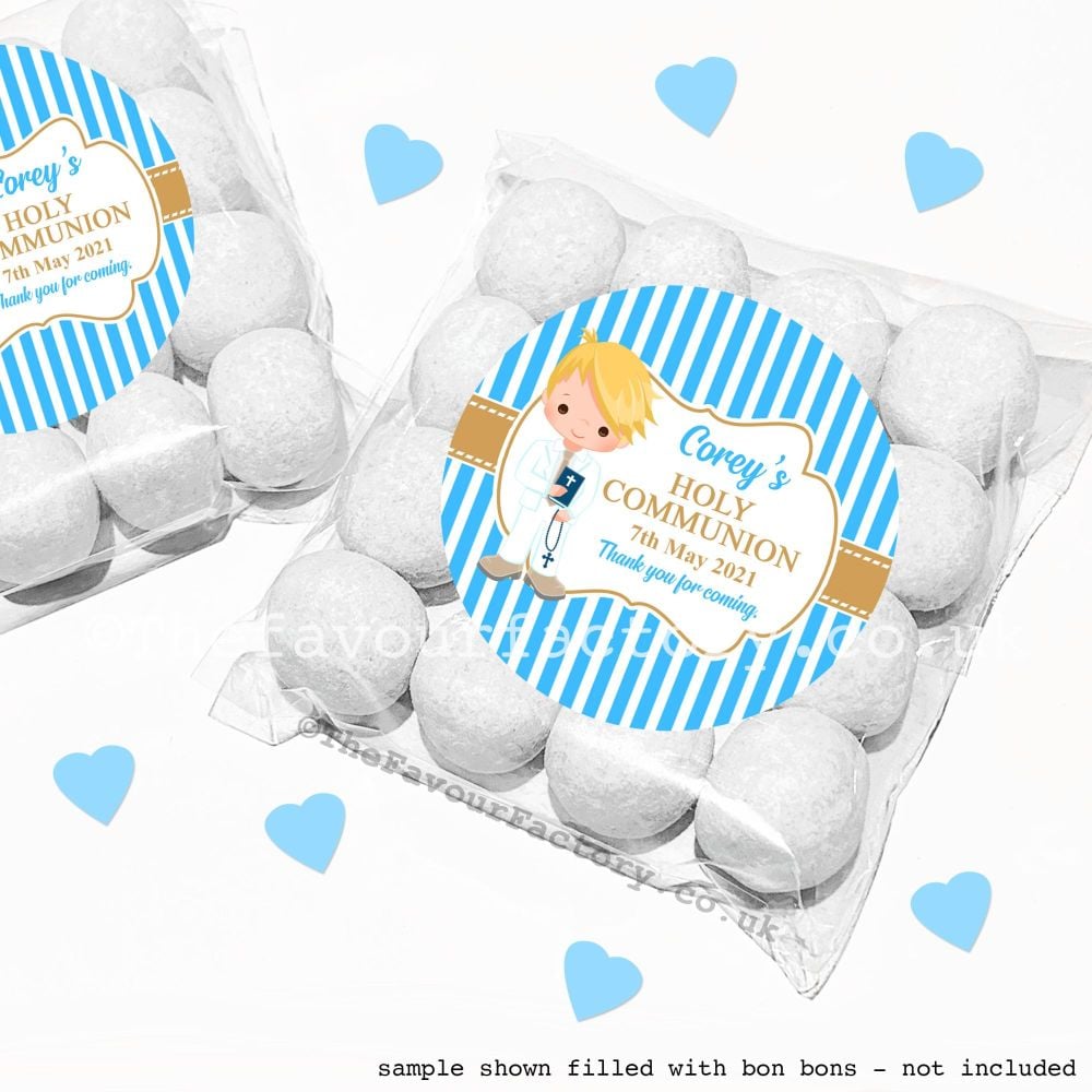 Holy Communion Sweet Bags Kits Blonde Hair Boy x12
