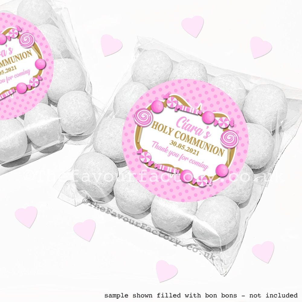 Holy Communion Sweet Bags Kits Pink Candy Sweets x12