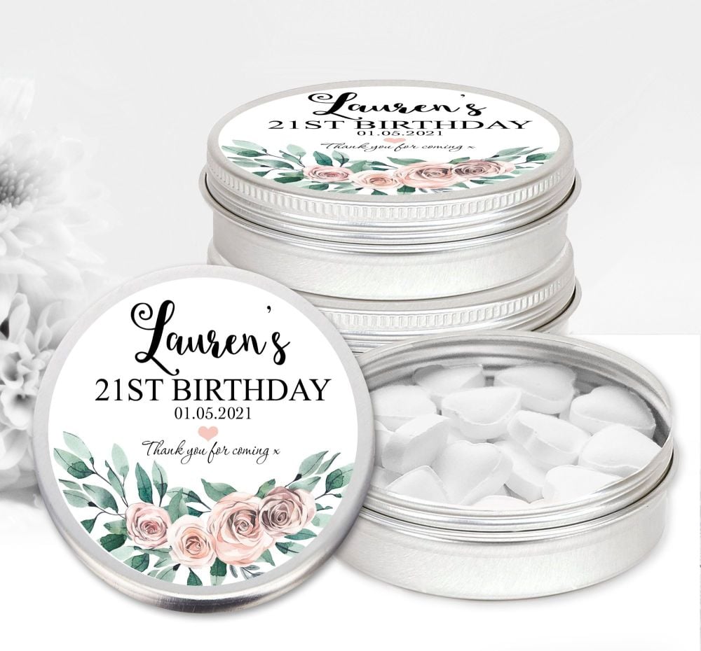 Adult Birthday Favour Tins Boho Floral Bouquet x1