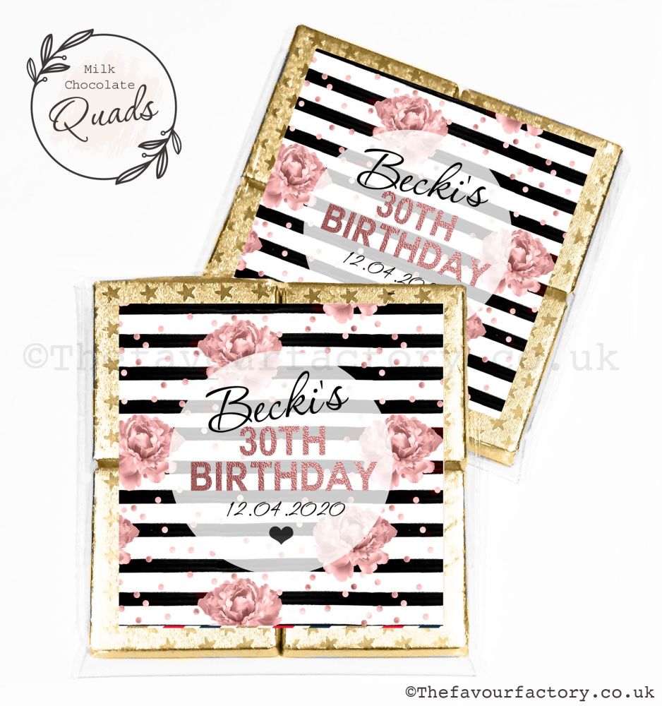 Adult Birthday Chocolate Favours Rose Gold Roses Confetti x1